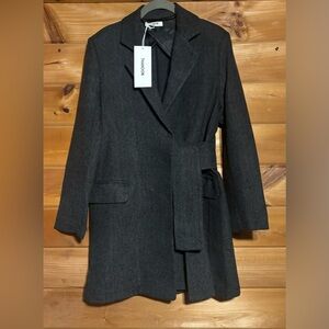 NWT THAKOON HERRINGBONE WRAP TIE JACKET SIZE SMALL IN BLACK COMBO